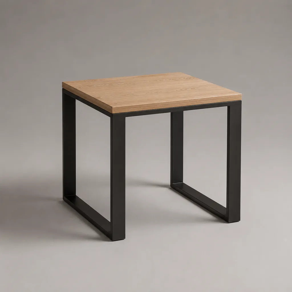 Tavolo da pranzo quadrato in legno e acciaio nero, 80 × 80 × 75 cm