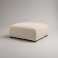 Poggiapiedi imbottito quadrato in tessuto beige e nero, 90 × 90 × 43 cm