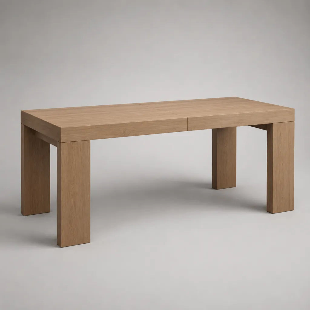 Tavolo da pranzo rettangolare allungabile in legno, rovere naturale, 140-180 × 80 × 75 cm