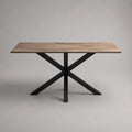 Tavolo da pranzo rettangolare in MDF effetto rovere con base a stella in acciaio nero, 160 x 90 x 75 cm
