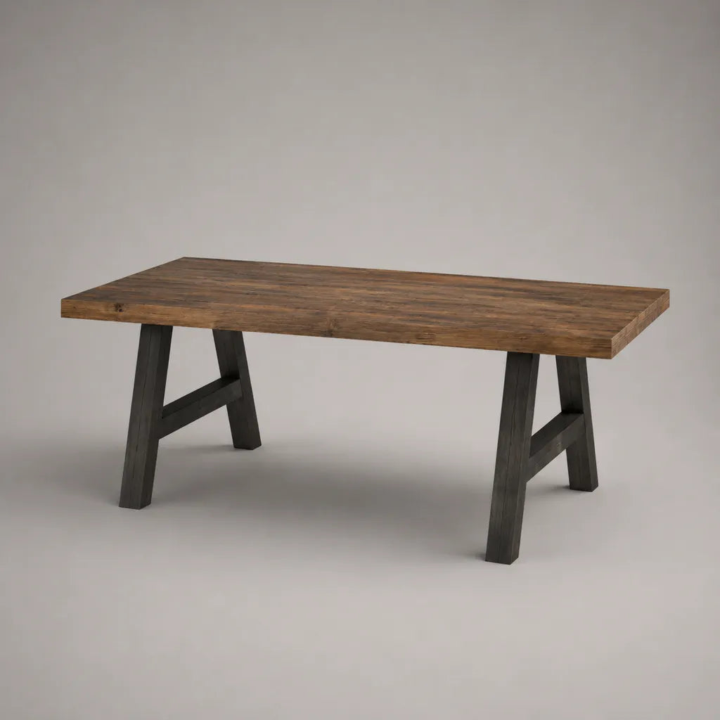 Tavolo da pranzo rettangolare in legno marrone e antracite, 180 × 90 × 76 cm