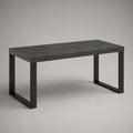 Tavolo da pranzo rettangolare in legno e metallo, grigio scuro effetto marmo e nero, 120 × 70 × 75 cm