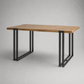 Tavolo da pranzo rettangolare in legno massello di acacia e acciaio nero, 160 × 80 × 75 cm
